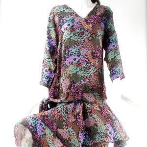 1970's Chez Zvanni India SILK Drop Waist Dress